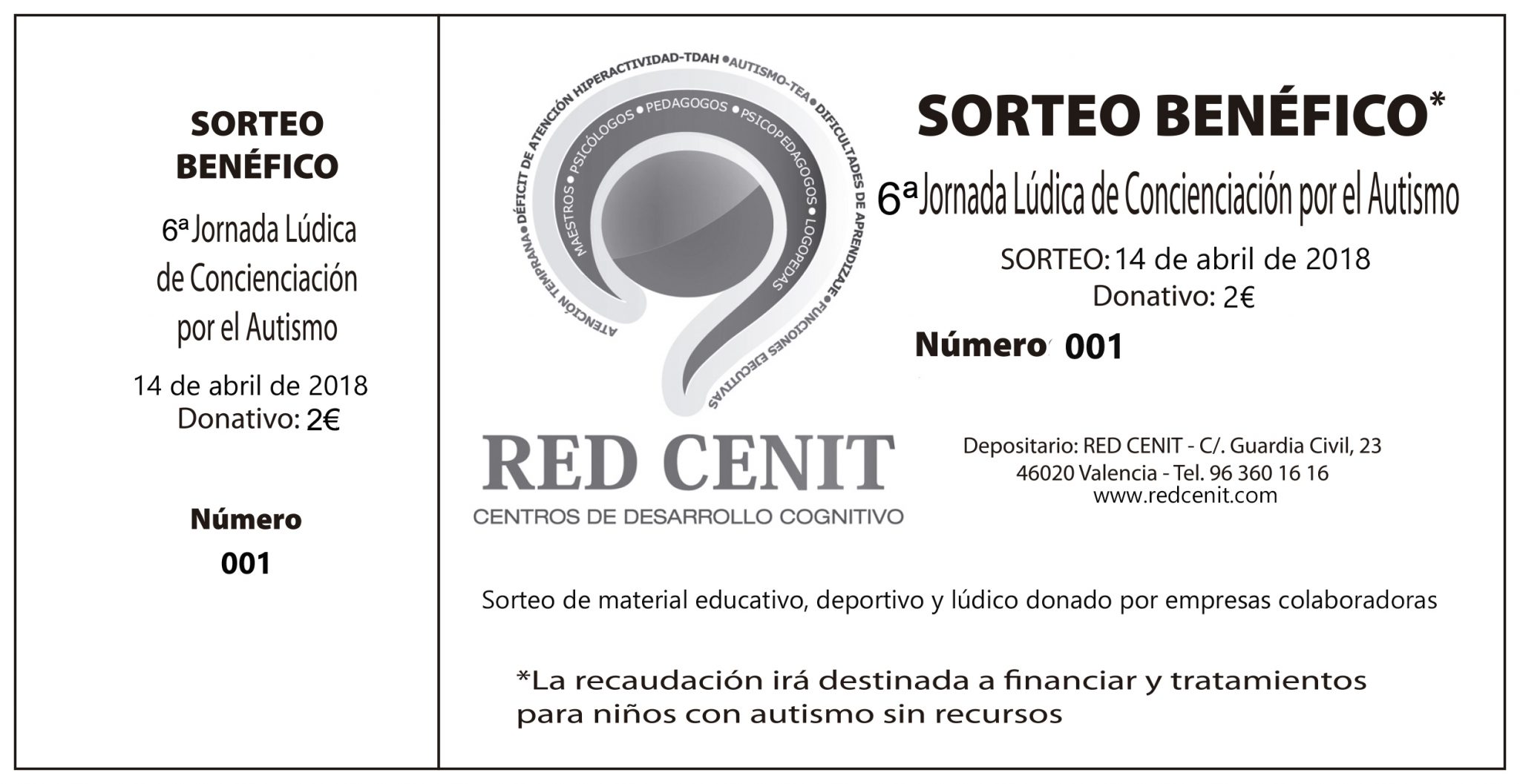 Números ganadores rifa (Jornada Concienciación Autismo 2018)